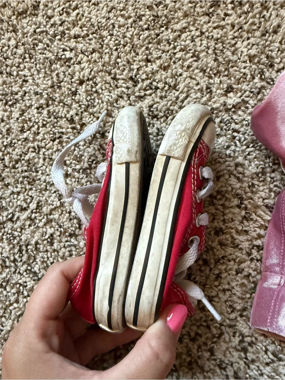 Kids Red Canvas Sneakers with White Laces